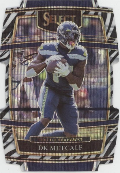 DK Metcalf 2021 Panini Select Zebra Wave Prizm Die-Cut #30