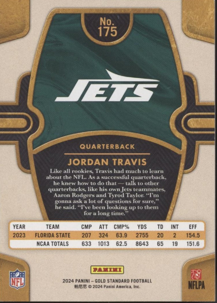 Jordan Travis 2024 Panini Gold Standard RC 05/75 #175