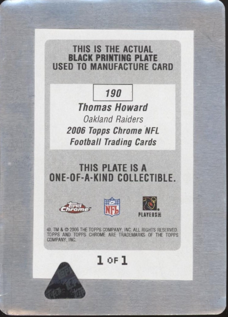 Thomas Howard 2006 Topps Chrome Black Printing Plate RC 1/1 #190