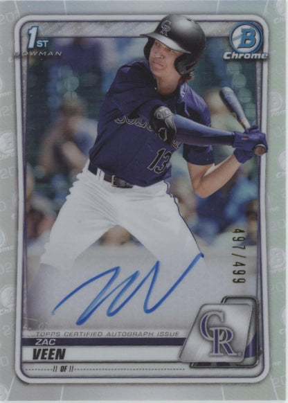 Zac Veen 2020 Bowman Chrome Prospects Refractor Auto 497/499 #CDA-ZV