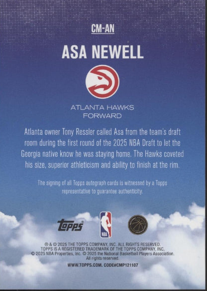 Asa Newell 2025 Topps Contemporary Marks RC Auto #CM-AN