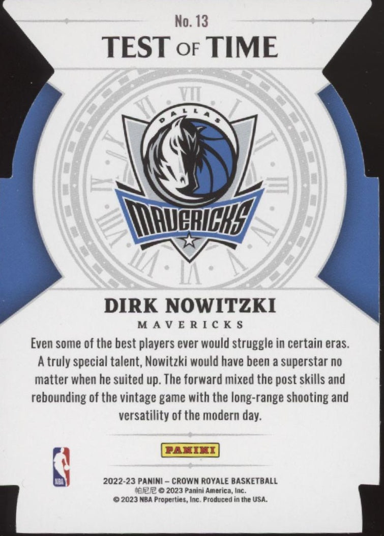 Dirk Nowitzki 2022-23 Panini Crown Royale Test of Time Red Die-Cut #13