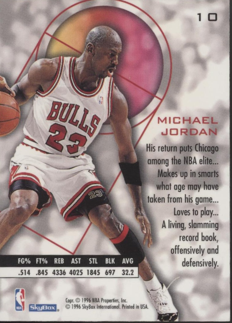 Michael Jordan 1995-96 Skybox E-XL Black #10