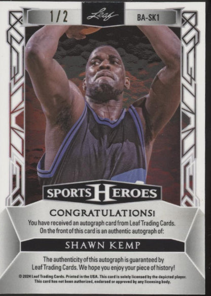 Shawn Kemp 2024 Leaf Sports Heroes Gold Refractor Auto 1/2 #BA-SK1