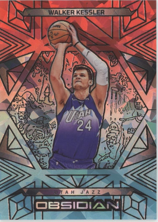 Walker Kessler 2024-25 Panini Obsidian Electric Etch Fire and Ice Flood 25/49