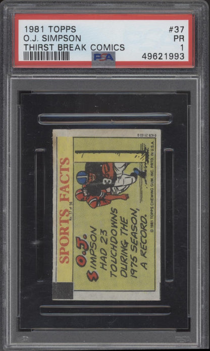OJ Simpson 1981 Topps Thirst Break Comics #37 PSA 1