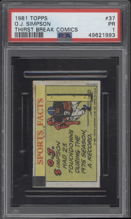 OJ Simpson 1981 Topps Thirst Break Comics #37 PSA 1