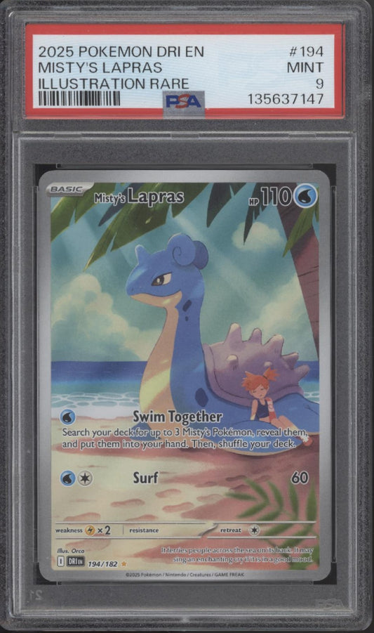 Misty's Lapras Pokemon Destined Rivals Illustration Rare #194 PSA 9 #2