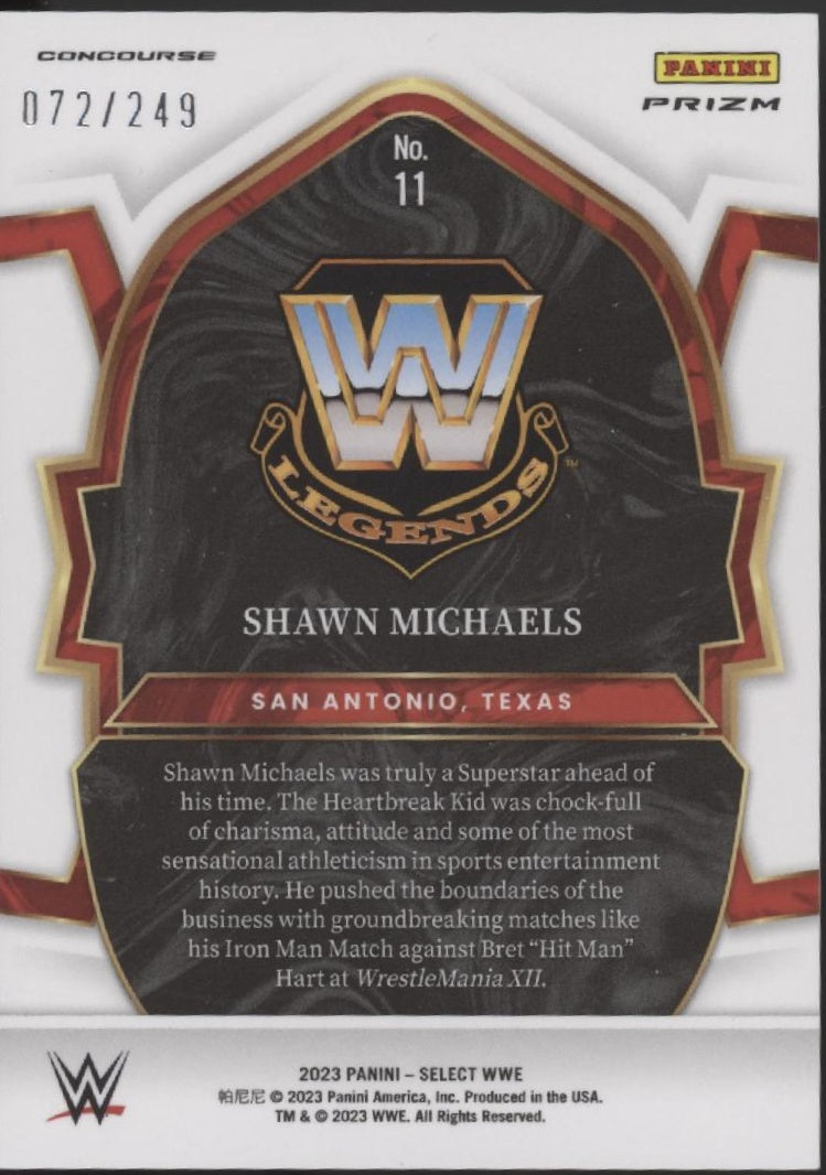 Shawn Michaels 2023 Panini Select Light Blue Prizm 072/249 #11