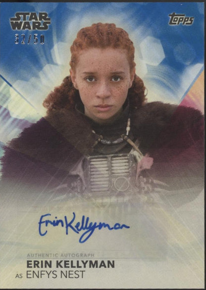 Erin Kellyman as Enfys Nest 2020 Topps Star Wars Blue Auto 32/50 #A-EK