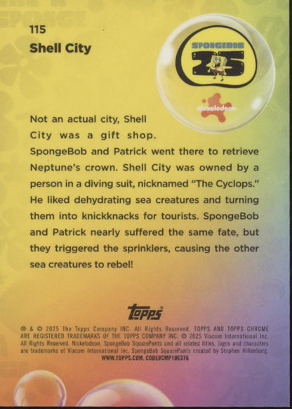 Shell City 2025 Topps Chrome Spongebob Gold Refractor 42/50 #115
