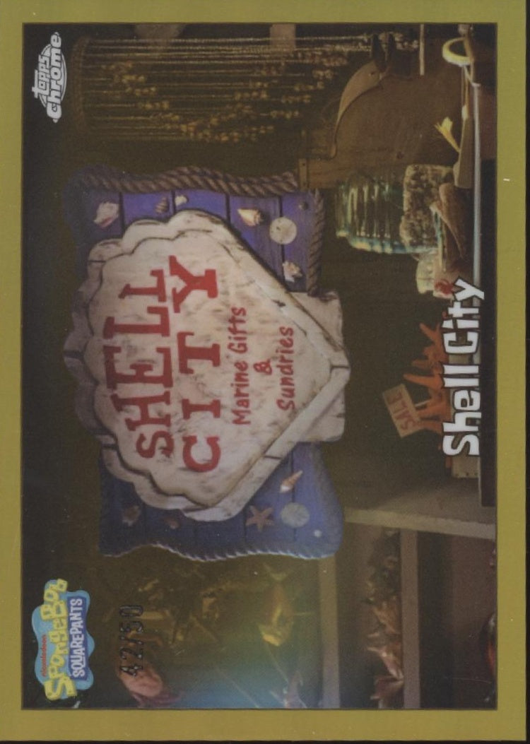 Shell City 2025 Topps Chrome Spongebob Gold Refractor 42/50 #115