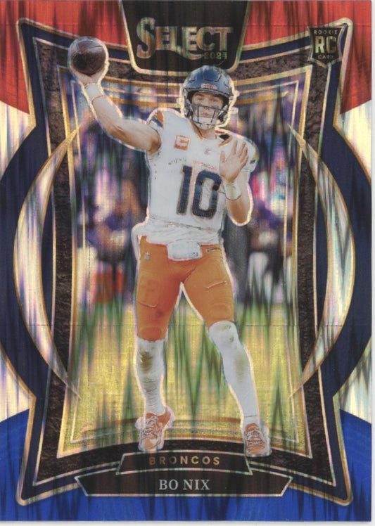 Bo Nix 2024 Panini Select Red White & Blue Shock Prizm RC #30