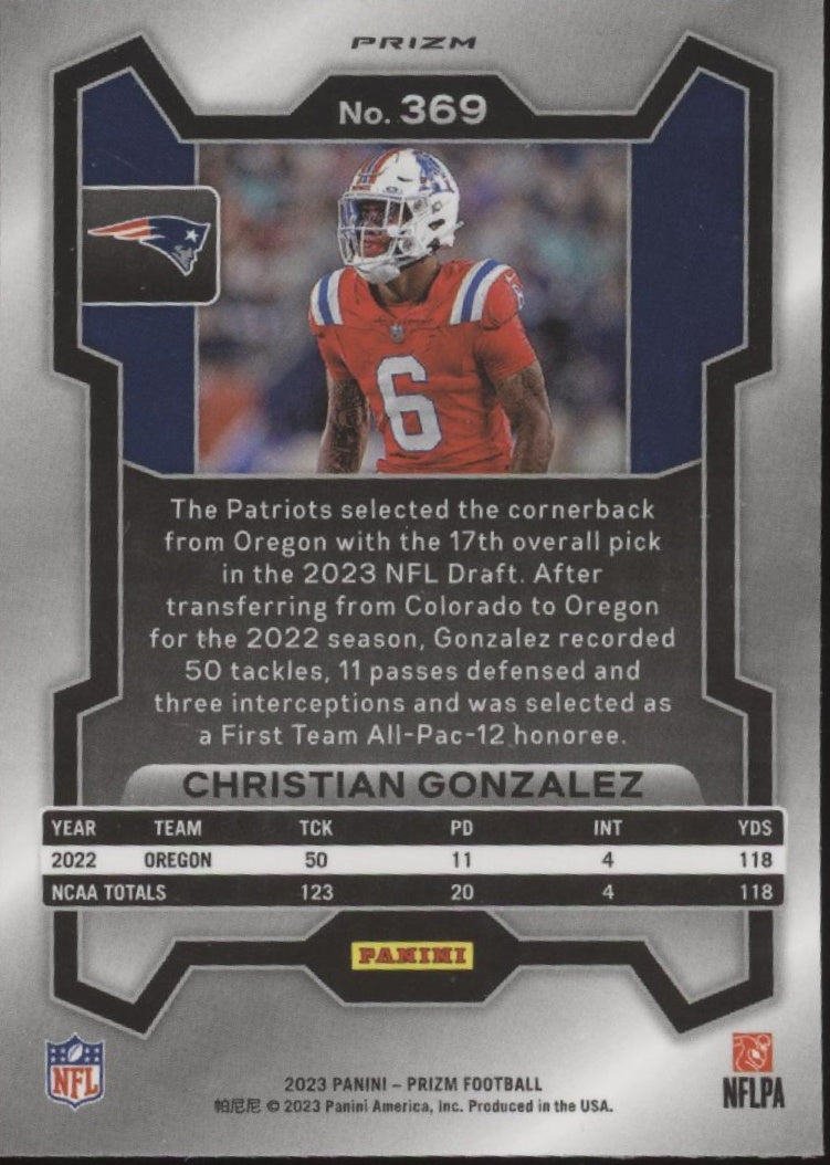 Christian Gonzalez 2023 Panini Prizm Checker Prizm RC #369