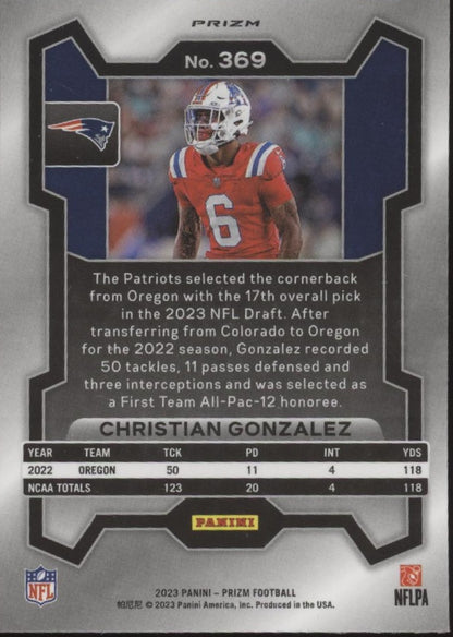Christian Gonzalez 2023 Panini Prizm Checker Prizm RC #369