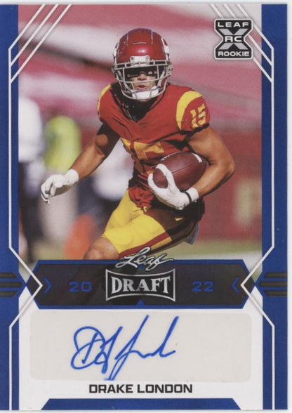 Drake London 2022 Leaf Draft Blue RC Auto #BA-DL2