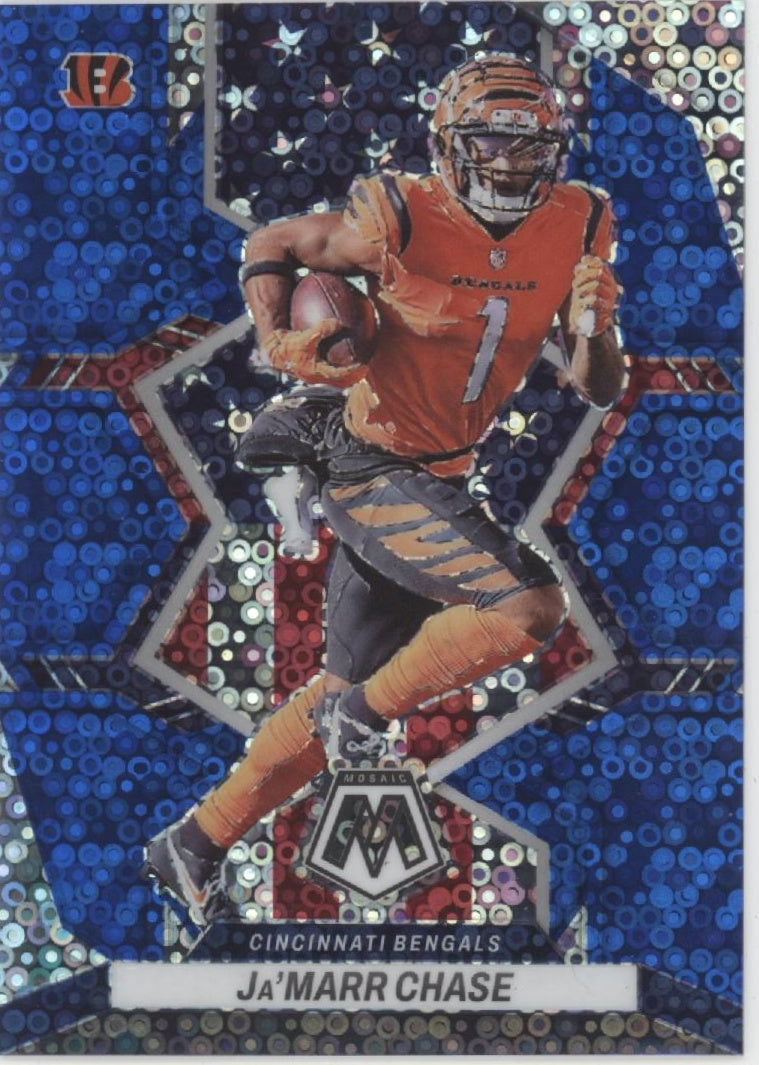 Ja'Marr Chase 2022 Panini Mosaic Blue No Huddle Prizm 75/75 #263