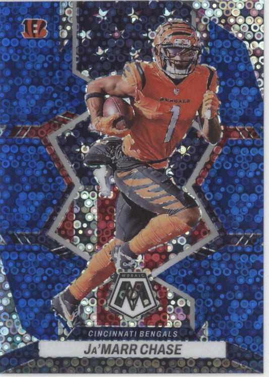 Ja'Marr Chase 2022 Panini Mosaic Blue No Huddle Prizm 75/75 #263