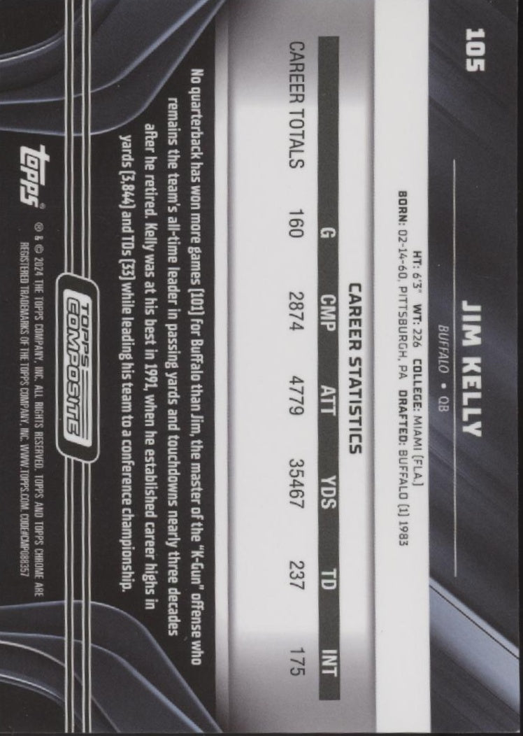 Jim Kelly 2023 Topps Chrome Composite Black Green Refractor #105