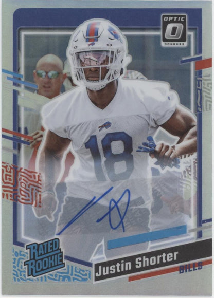 Justin Shorter 2023 Panini Donruss Rated Rookie Prizm RC Auto #310