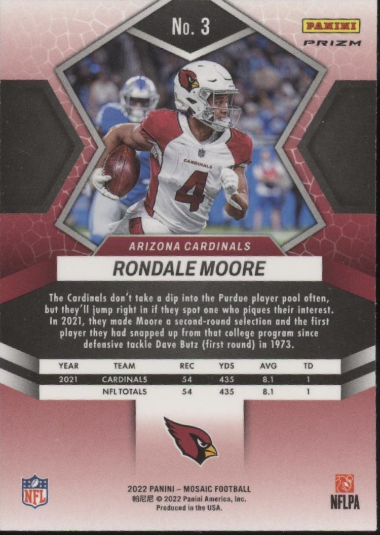 Rondale Moore 2022 Panini Mosaic Honeycomb Prizm #3