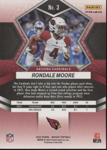 Rondale Moore 2022 Panini Mosaic Honeycomb Prizm #3