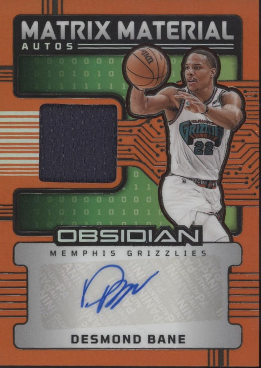 Desmond Bane 2024-25 Panini Obsidian Matrix Material Orange Prizm Auto 33/75