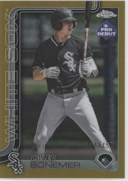 Caleb Bonemer 2025 Topps Chrome Pro Debut Gold Refractor 50/50 #PDC-15