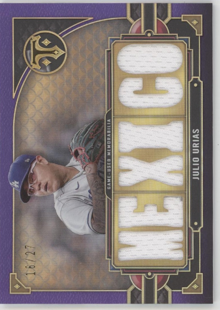 Julio Urias 2022 Topps Triple Threads Purple Swatch 16/27 #TTR-JU3