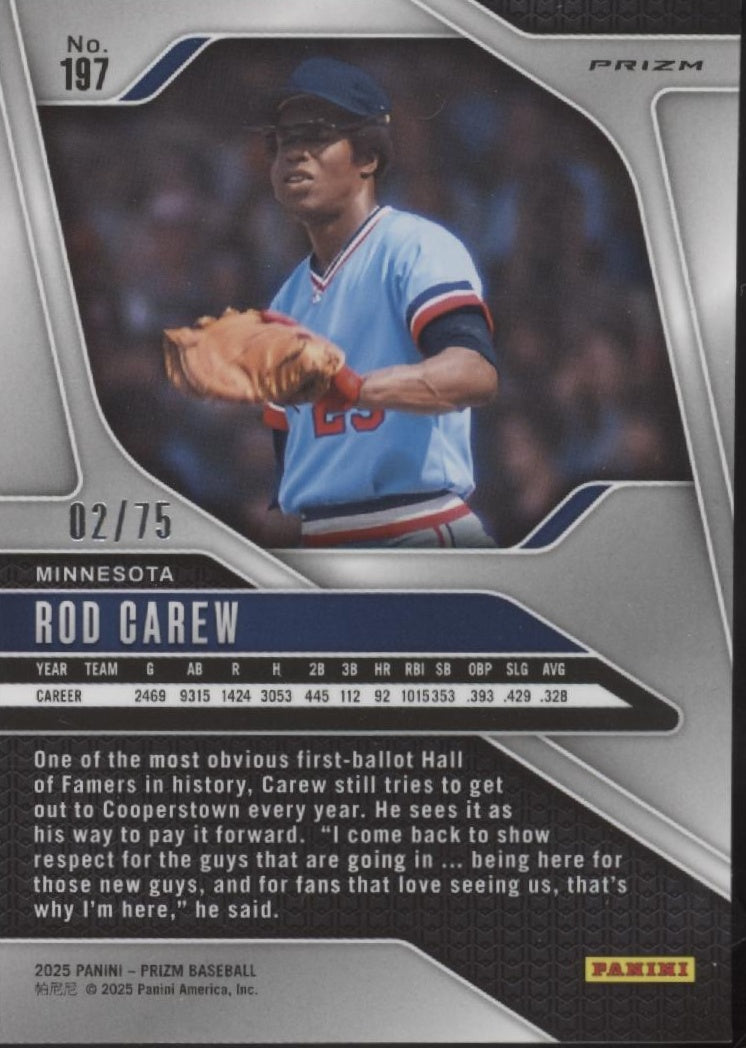 Rod Carew 2025 Panini Prizm Green Scope Prizm 02/75 #197