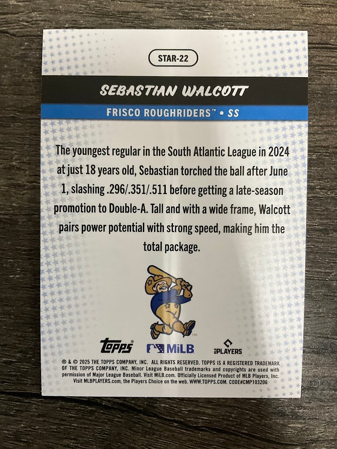 Sebastian Walcott 2025 Topps Pro Debut Green Holo 41/99 #STAR-22