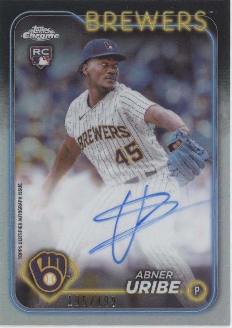 Abner Uribe 2024 Topps Chrome Refractor RC Auto 195/499 #RA-AU
