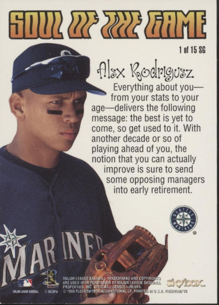 Alex Rodriguez 1999 Skybox Premium Soul of the Game #1