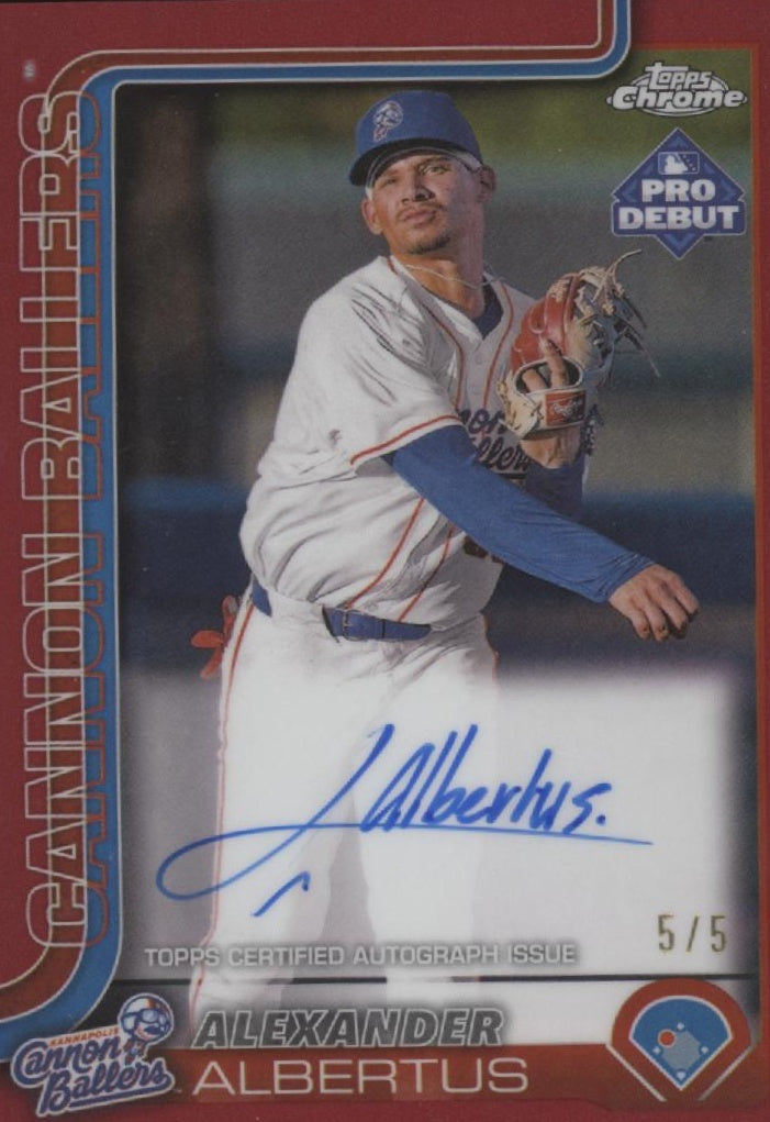 Alexander Albertus 2025 Topps Chrome Pro Debut Red Refractor Auto 5/5 #PDC-36