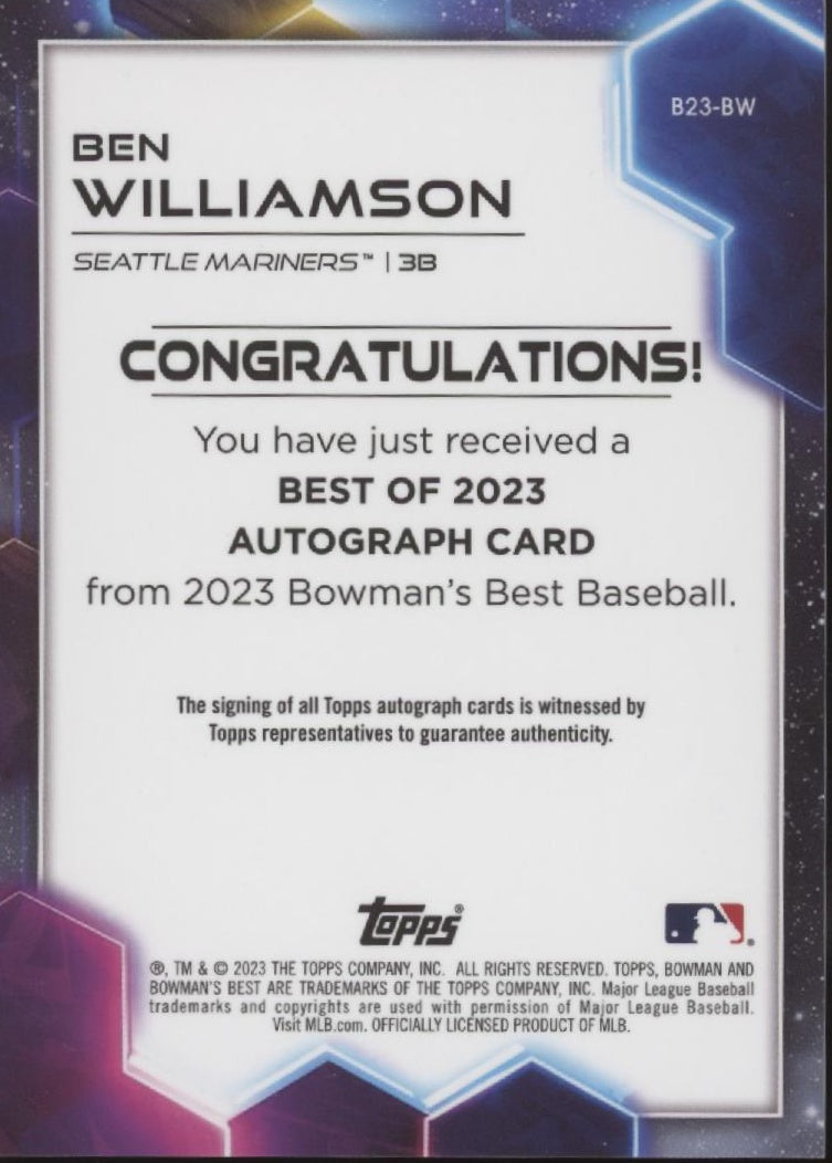 Ben Williamson 2023 Bowman's Best Blue Refractor Auto 050/150 #B23-BW