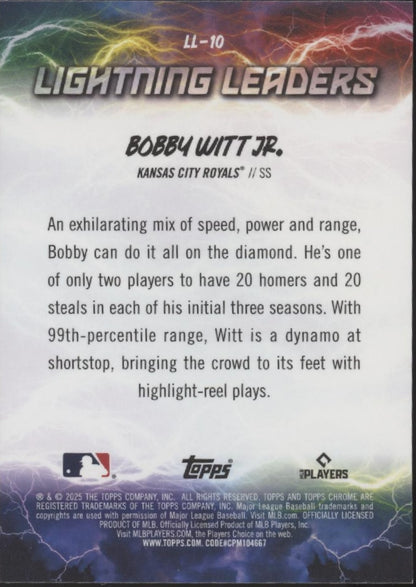 Bobby Witt Jr. 2025 Topps Chrome Lightning Leaders Refractor #LL-10