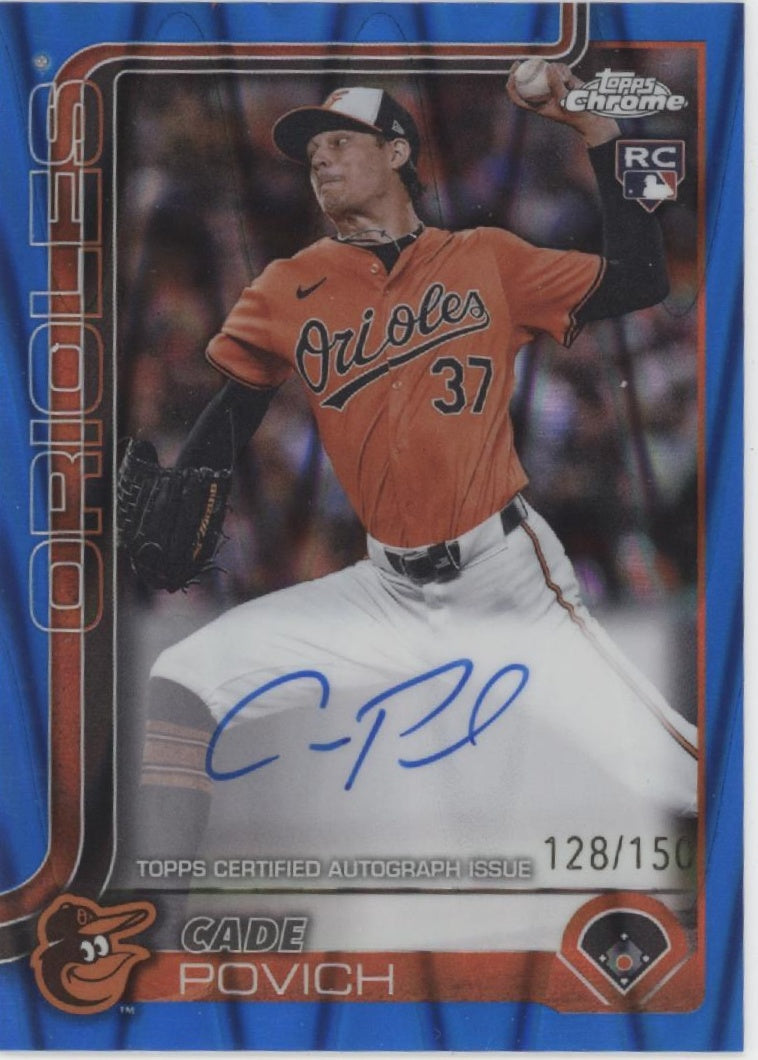 Cade Povich 2025 Topps Chrome Blue Ray Wave Refractor RC Auto 128/150 #RA-CP