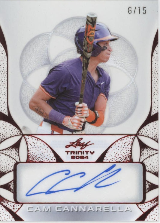 Cam Cannarella 2024 Leaf Trinity Clear Card Red Auto 6/15 #CA-CC2