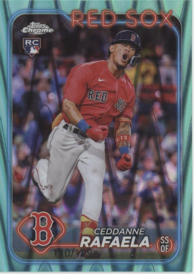 Ceddanne Rafaela 2024 Topps Chrome Aqua Ray Wave Refractor RC 110/199 #118