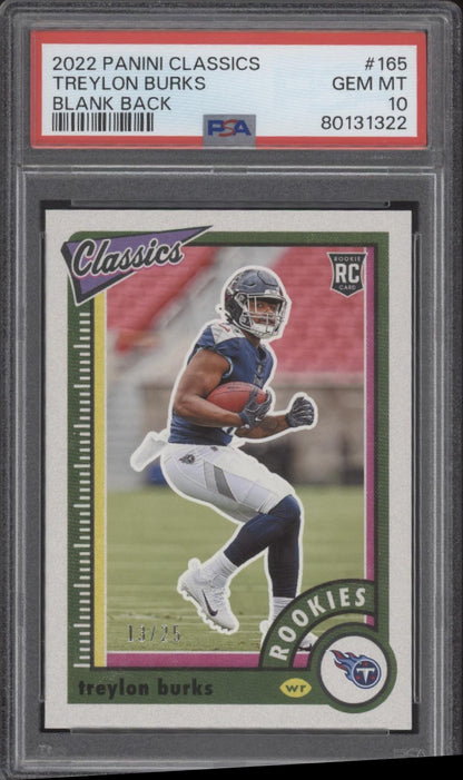 Treylon Burks 2022 Panini Classics Black Back RC 13/25 #165 PSA 10