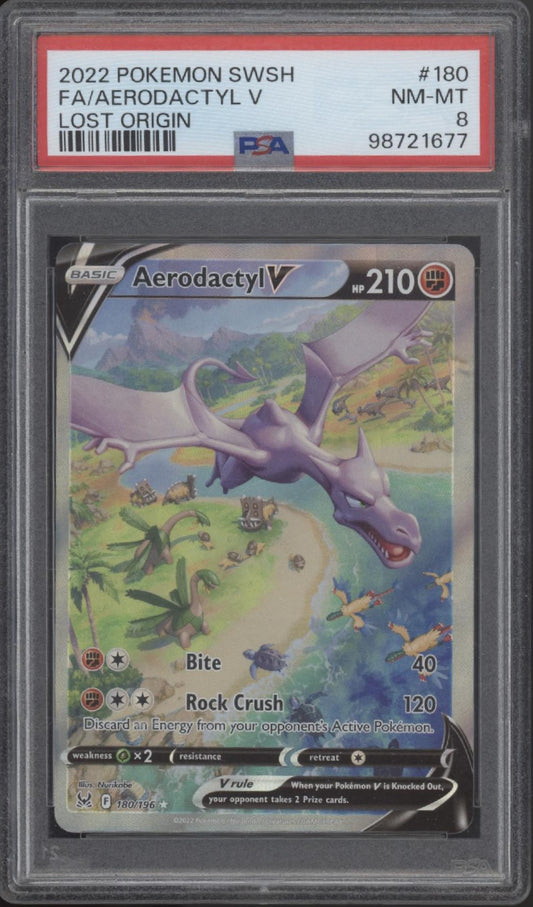 Aerodactyl V Pokemon Lost Origin Full Art #180 PSA 8