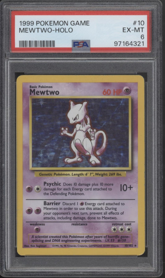 Mewtwo Pokemon Base Set Holo #10 PSA 6