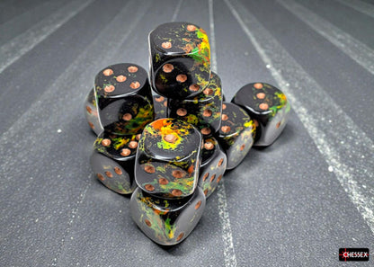 Chessex: Deep Forest/Gold 16mm d6 Dice Block (12 Dice)