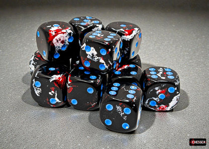 Chessex: Dark Side/Blue 16mm d6 Dice Block (12 Dice)