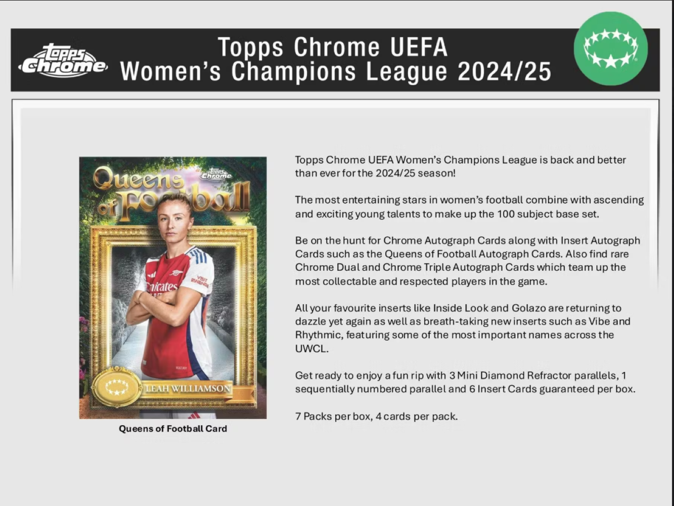 2024-25 Topps Chrome Women's UEFA Champions League Soccer Blaster Box