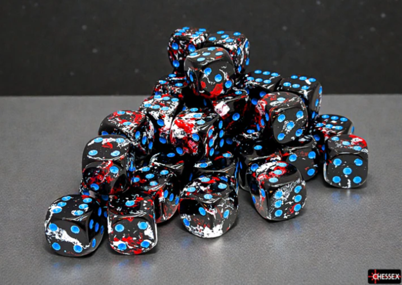 Chessex: Dark Side/Blue 12mm d6 Dice Block (36 Dice)