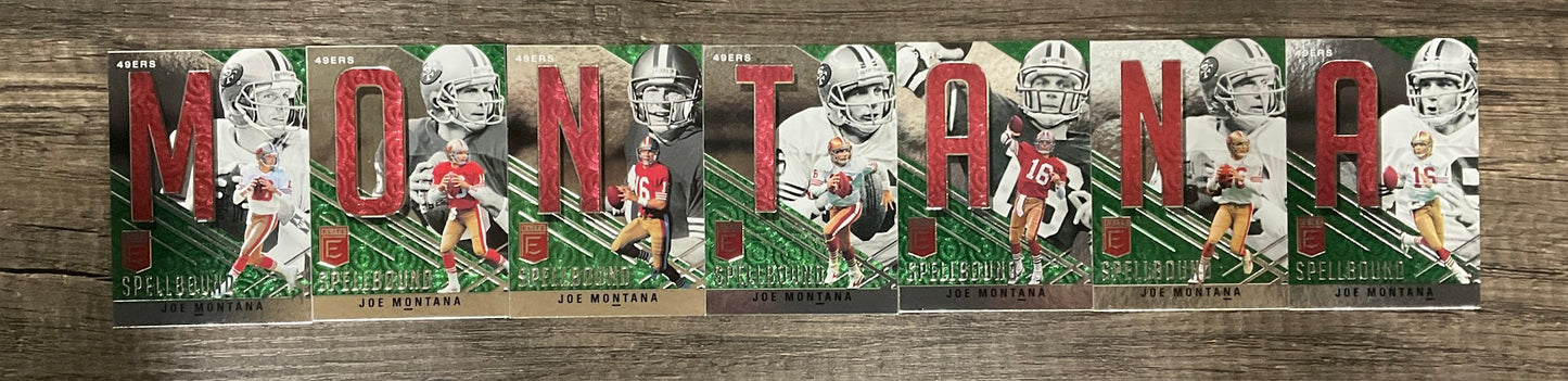 Joe Montana 2021 Panini Donruss Elite Spellbound "MONTANA" Lot