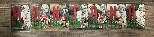 Joe Montana 2021 Panini Donruss Elite Spellbound "MONTANA" Lot