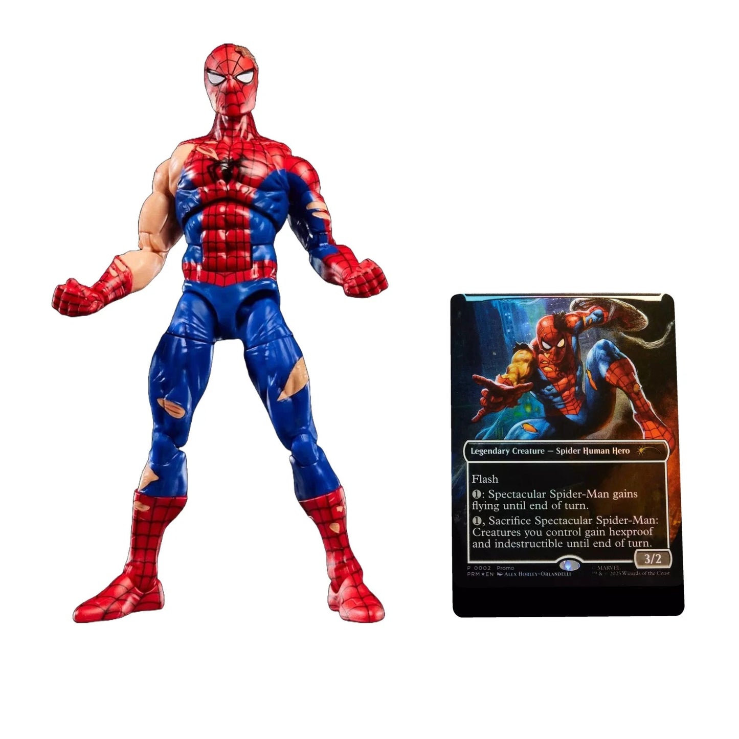Marvel Legends Battle Damaged Spider-Man w/MTG Card
