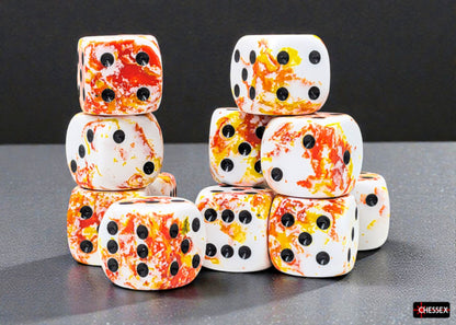 Chessex: Sunrise/Black 16mm d6 Dice Block (12 Dice)